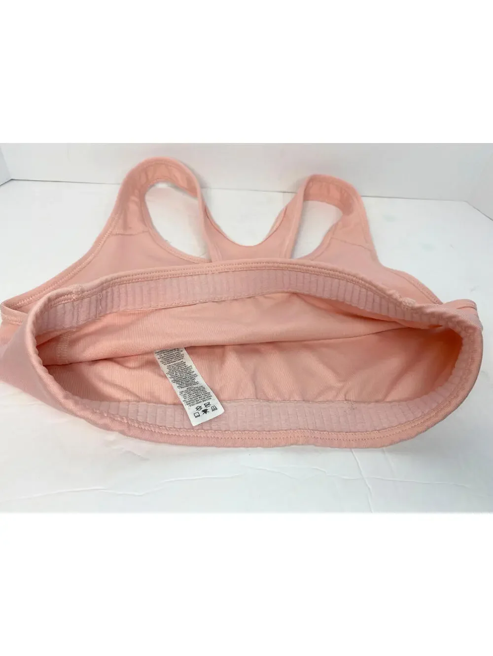 Nike Sports Bra Womens Medium Dri Fit Center Swoosh Racer Back Top Scoop Neck